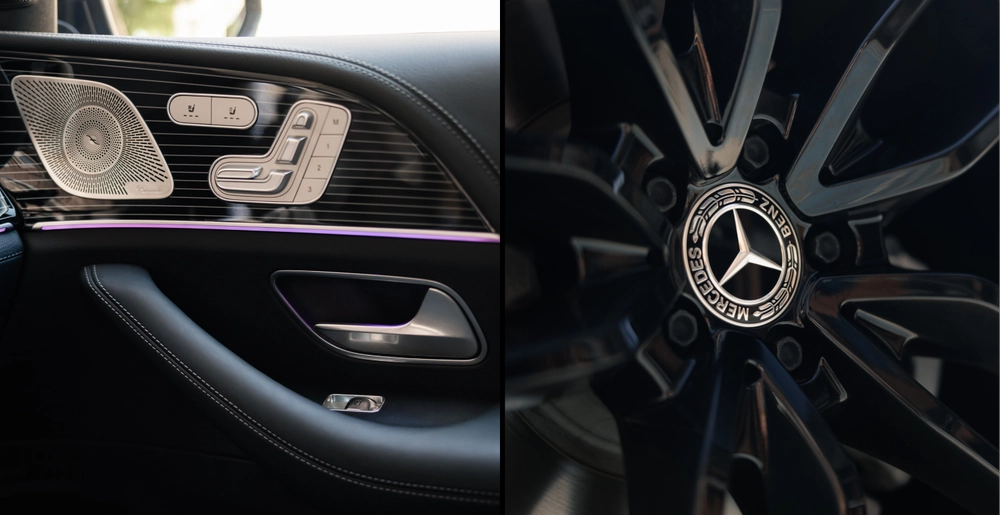 Detale Mercedes-Benz GLS 450d – nagłośnienie Burmester oraz oryginalna felga Mercedes-Benz