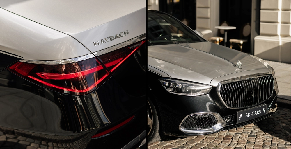 Tylna lampa z logo Maybach oraz przedni grill Mercedes-Maybach S580