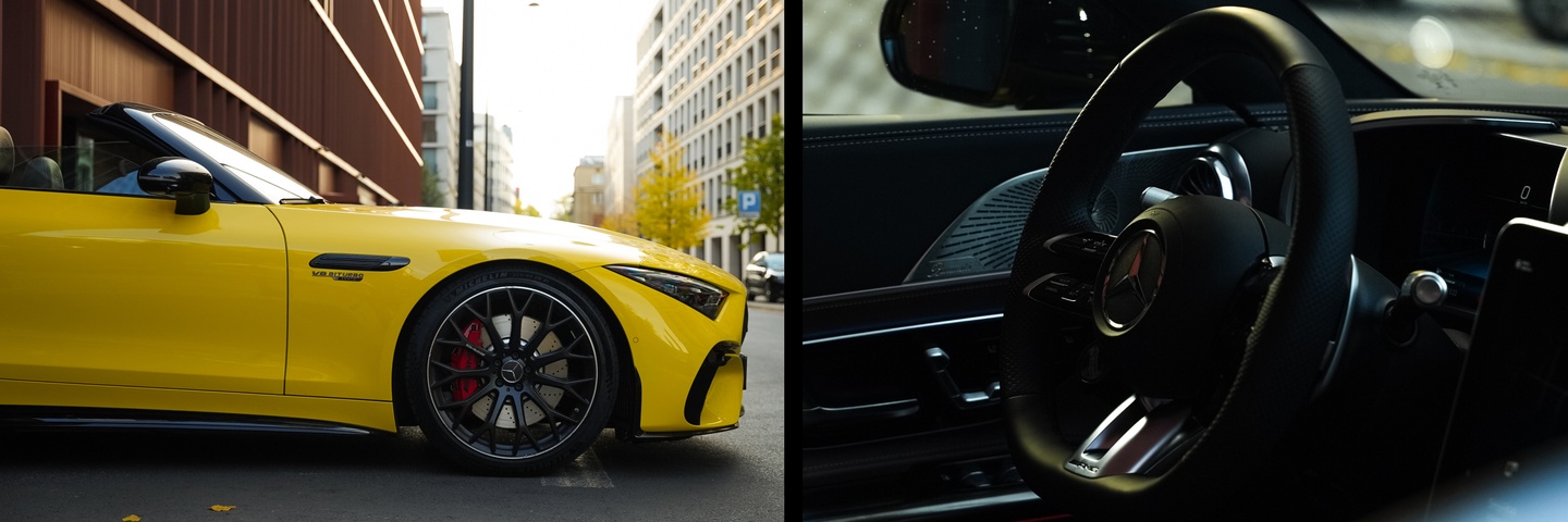 Profil boczny i wnętrze Mercedes SL55 AMG