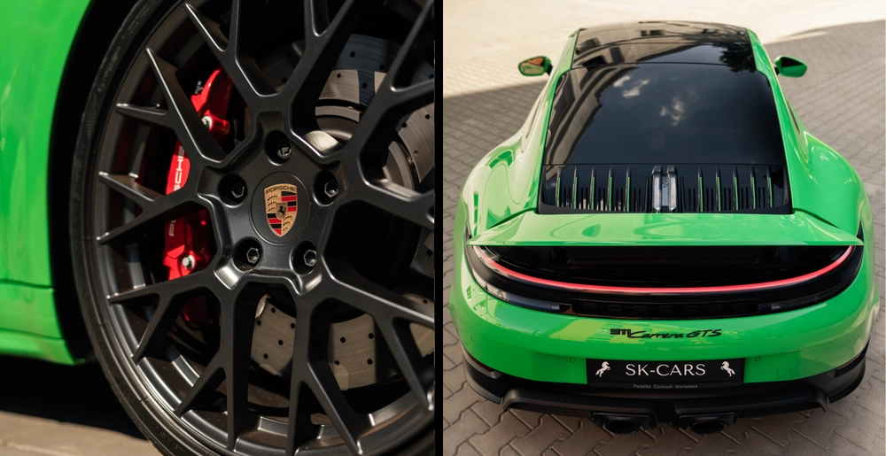 Porsche 911 Carrera GTS wheels and performance braking system close-up