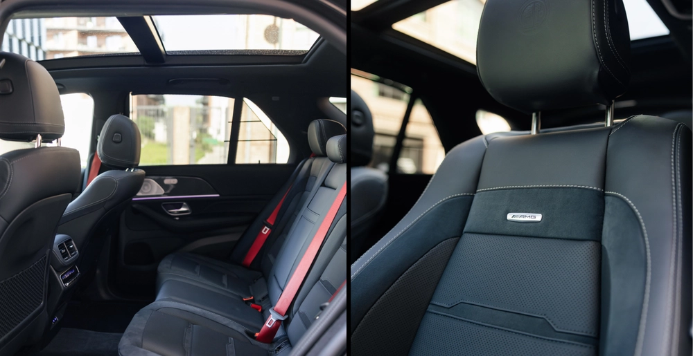 Задние сиденья Mercedes-AMG GLE 53 с панорамной крышей и спортивными креслами AMG