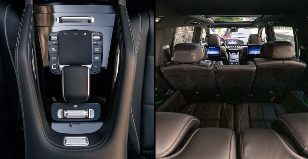 Konsola środkowa oraz przestrzeń bagażowa Mercedes-Benz GLS 450d